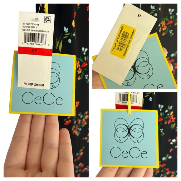 NWT Cece by Cynthia Steffe Black Blustery Buds Floral Shift Dress - Picture 5 of 8